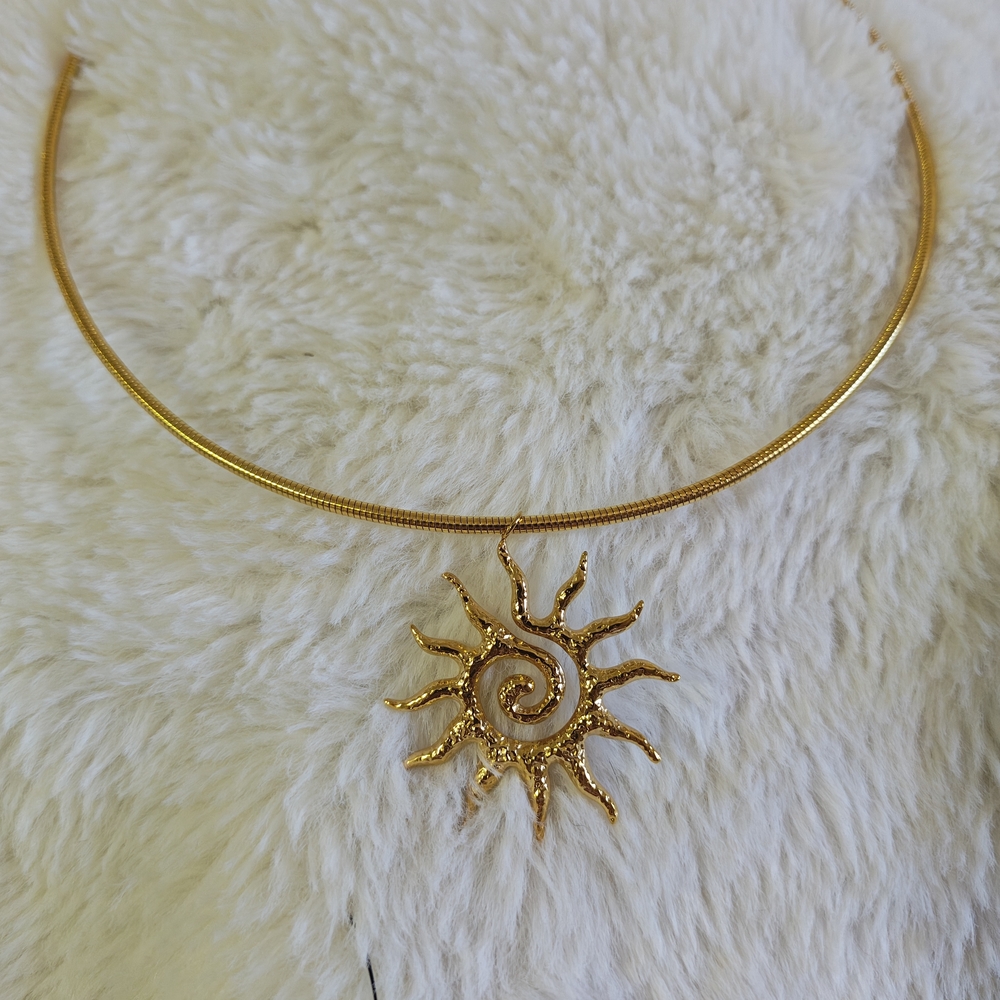 Radiant Spiral Sun Gold Necklace